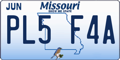 MO license plate PL5F4A