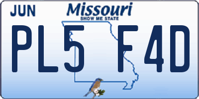 MO license plate PL5F4D
