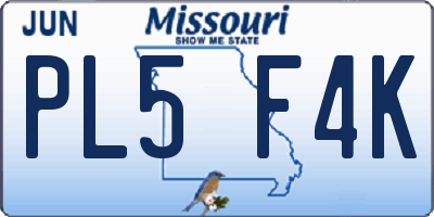MO license plate PL5F4K