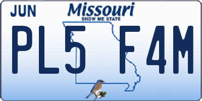 MO license plate PL5F4M