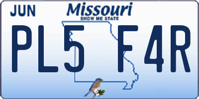 MO license plate PL5F4R