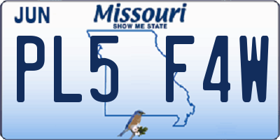 MO license plate PL5F4W