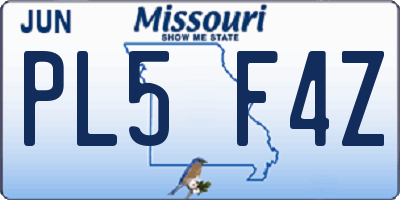 MO license plate PL5F4Z