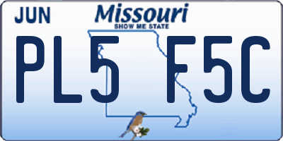 MO license plate PL5F5C