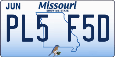 MO license plate PL5F5D