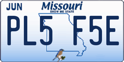 MO license plate PL5F5E