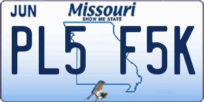 MO license plate PL5F5K