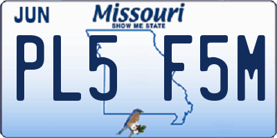 MO license plate PL5F5M