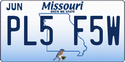 MO license plate PL5F5W