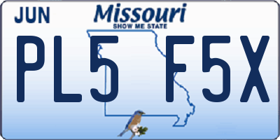 MO license plate PL5F5X