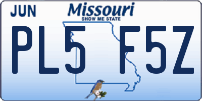 MO license plate PL5F5Z