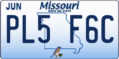 MO license plate PL5F6C