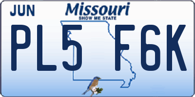 MO license plate PL5F6K