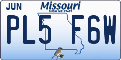 MO license plate PL5F6W