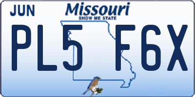 MO license plate PL5F6X
