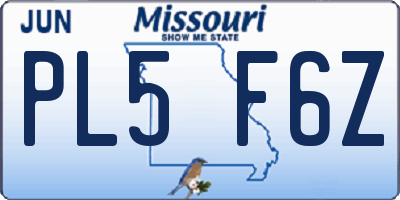 MO license plate PL5F6Z