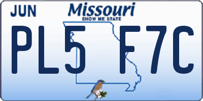 MO license plate PL5F7C