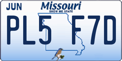 MO license plate PL5F7D