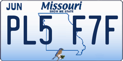 MO license plate PL5F7F