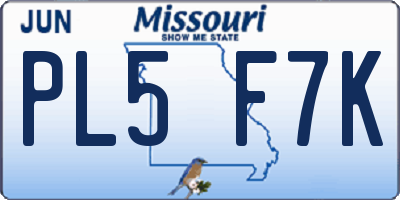 MO license plate PL5F7K
