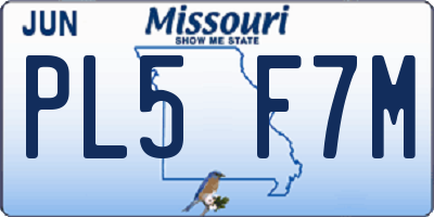 MO license plate PL5F7M