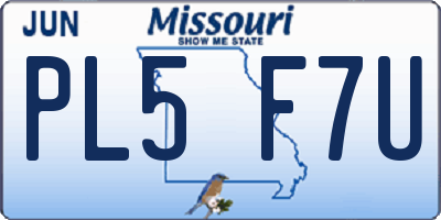 MO license plate PL5F7U
