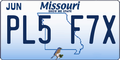 MO license plate PL5F7X