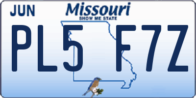 MO license plate PL5F7Z
