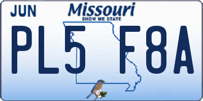 MO license plate PL5F8A