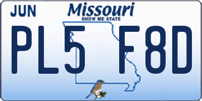 MO license plate PL5F8D