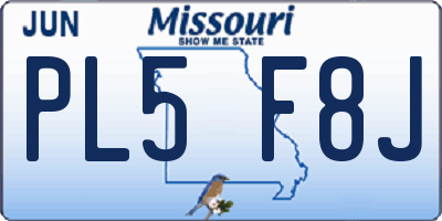 MO license plate PL5F8J
