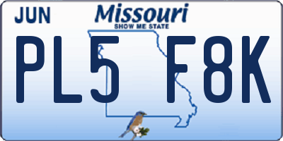 MO license plate PL5F8K