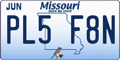 MO license plate PL5F8N