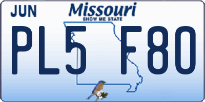 MO license plate PL5F8O