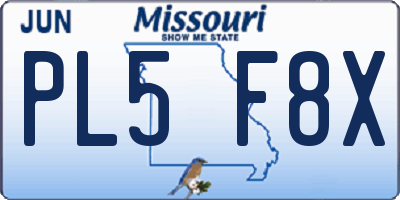 MO license plate PL5F8X