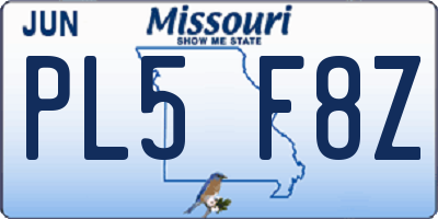 MO license plate PL5F8Z