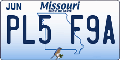 MO license plate PL5F9A