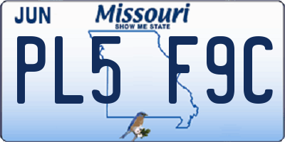 MO license plate PL5F9C