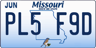 MO license plate PL5F9D