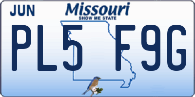 MO license plate PL5F9G