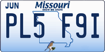 MO license plate PL5F9I