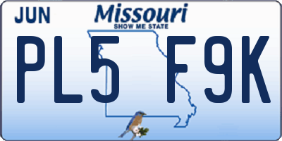 MO license plate PL5F9K