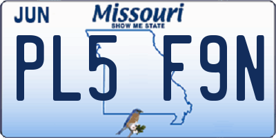 MO license plate PL5F9N