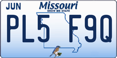 MO license plate PL5F9Q