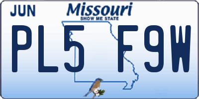 MO license plate PL5F9W
