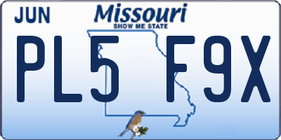 MO license plate PL5F9X