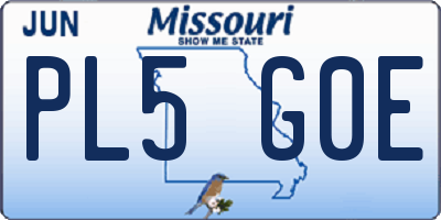 MO license plate PL5G0E