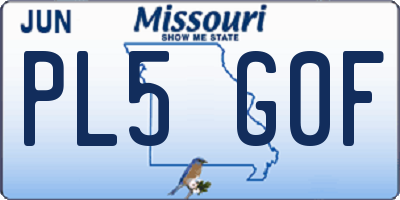 MO license plate PL5G0F