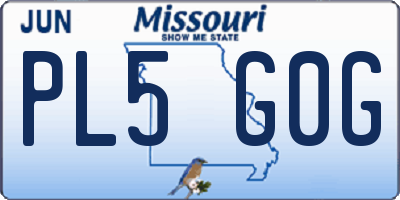 MO license plate PL5G0G