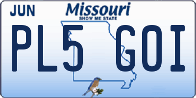 MO license plate PL5G0I